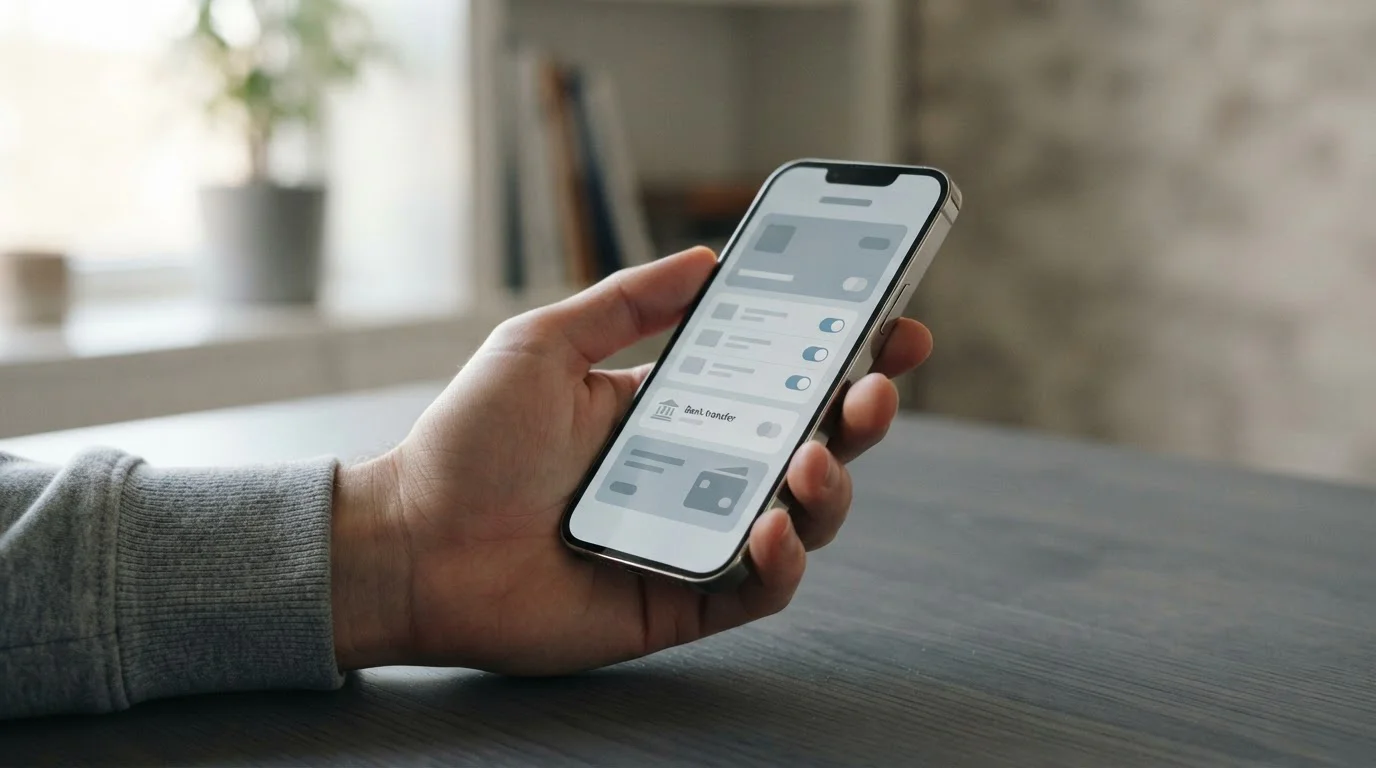 Mobilgerät mit abstrakten Zahlungsoptionen zur Darstellung der Apple-Pay-Unterstützung