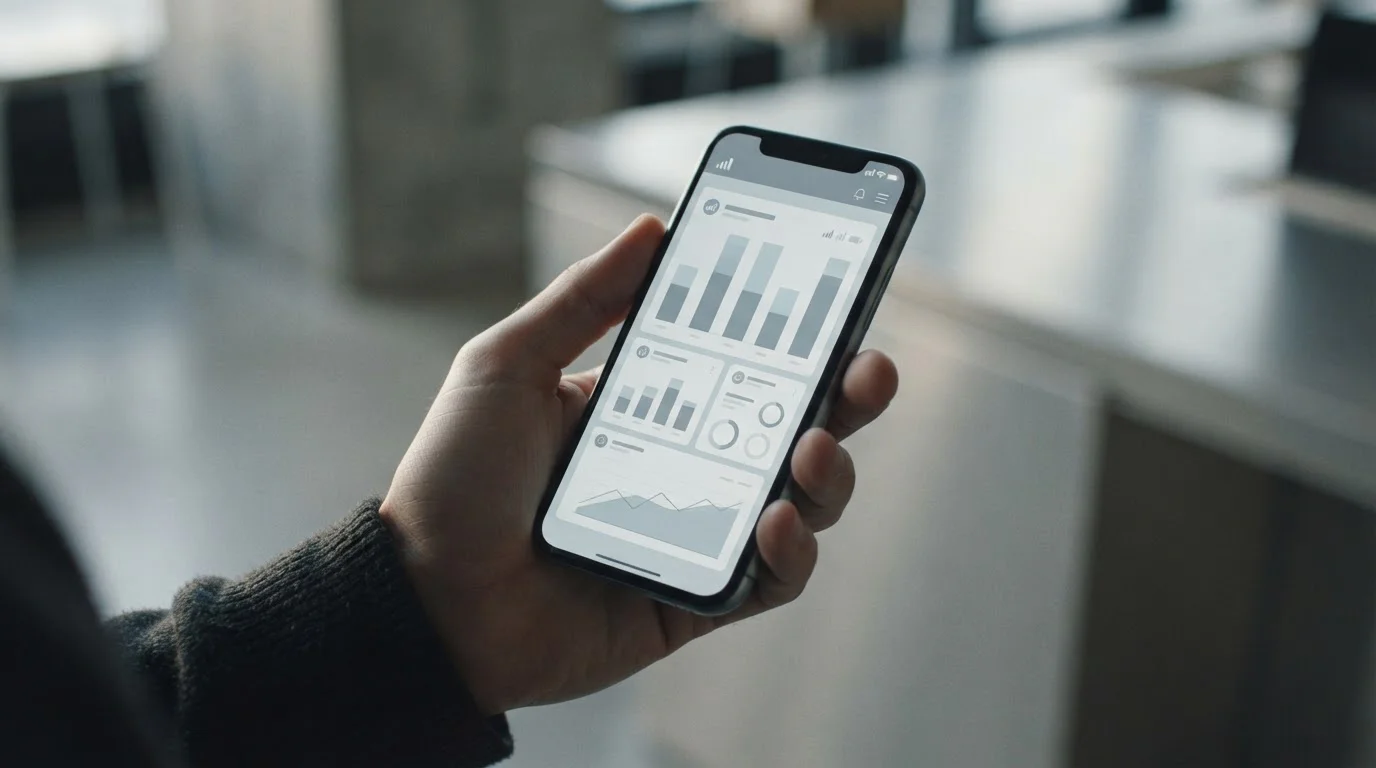 Smartphone-Display zeigt abstrakten Datenverbrauch und Netzwerkaktivität beim mobilen Streaming