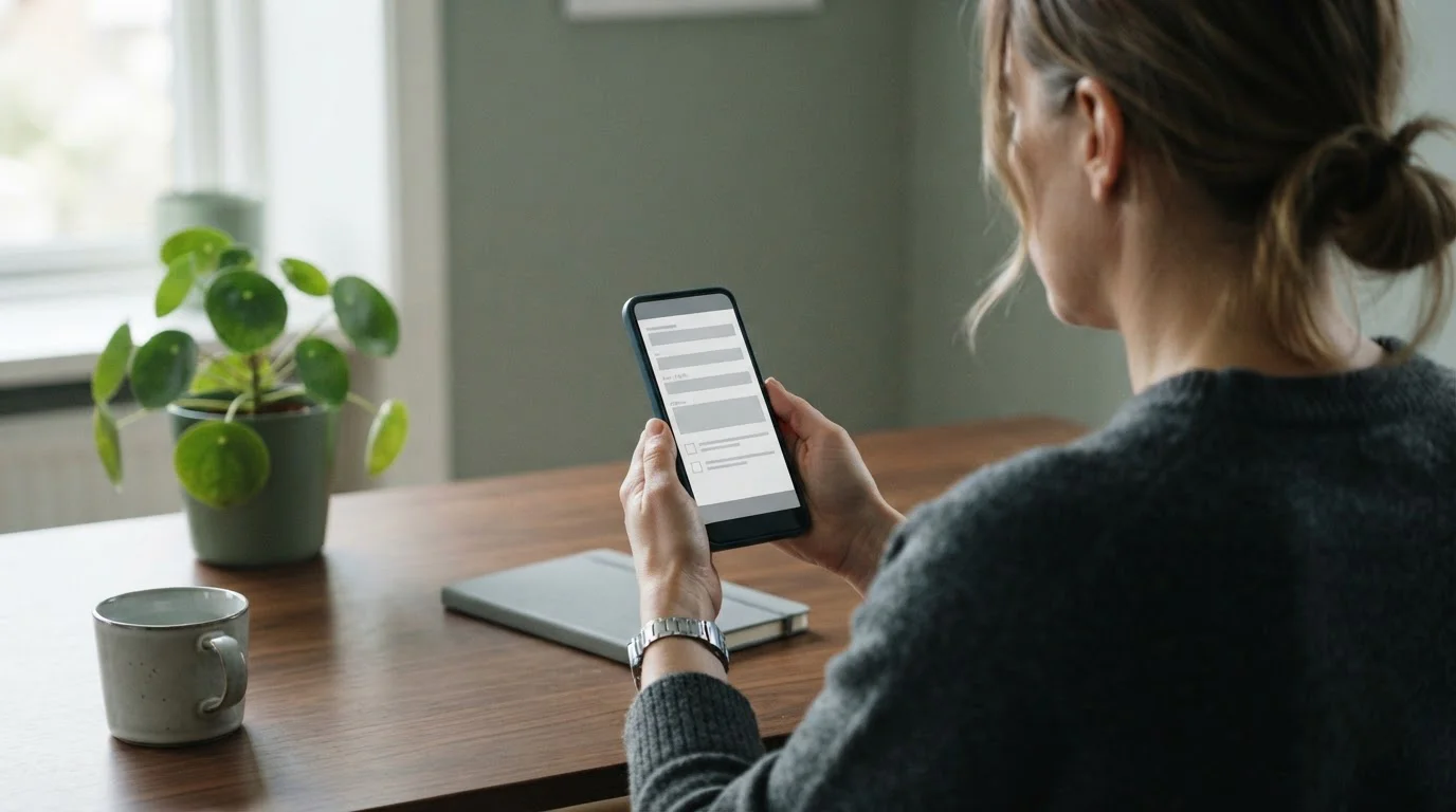 Verifizierungsprozess einer Wett-App mit neutralen Formularfeldern auf Smartphone-Display