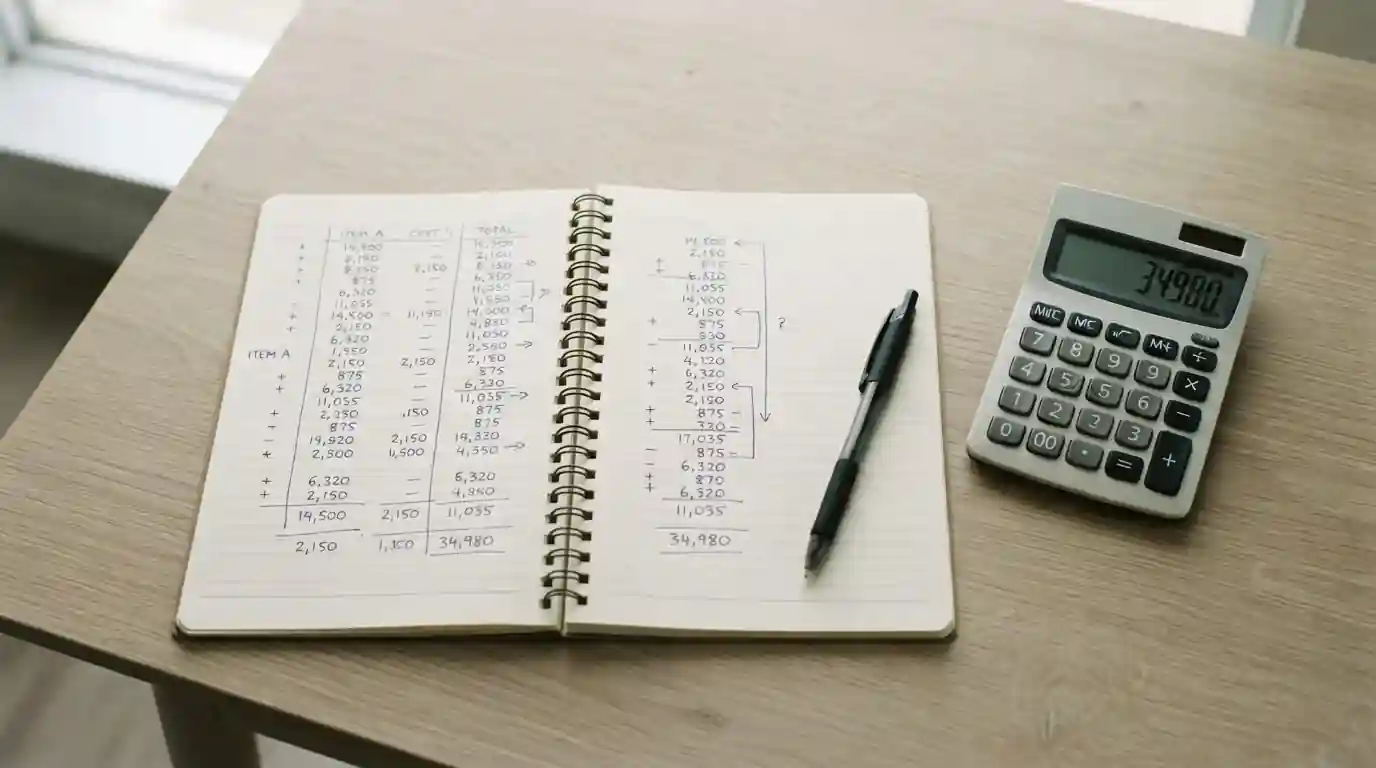 Taschenrechner und Notizbuch mit Berechnungen zu Wetteinsätzen und Steuerersparnis