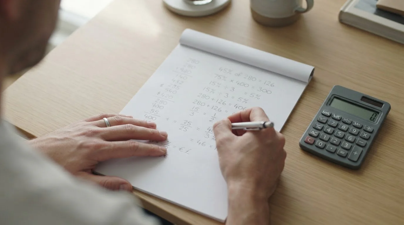 Handschriftliche Berechnung des Quotenschlüssels und seiner finanziellen Auswirkung