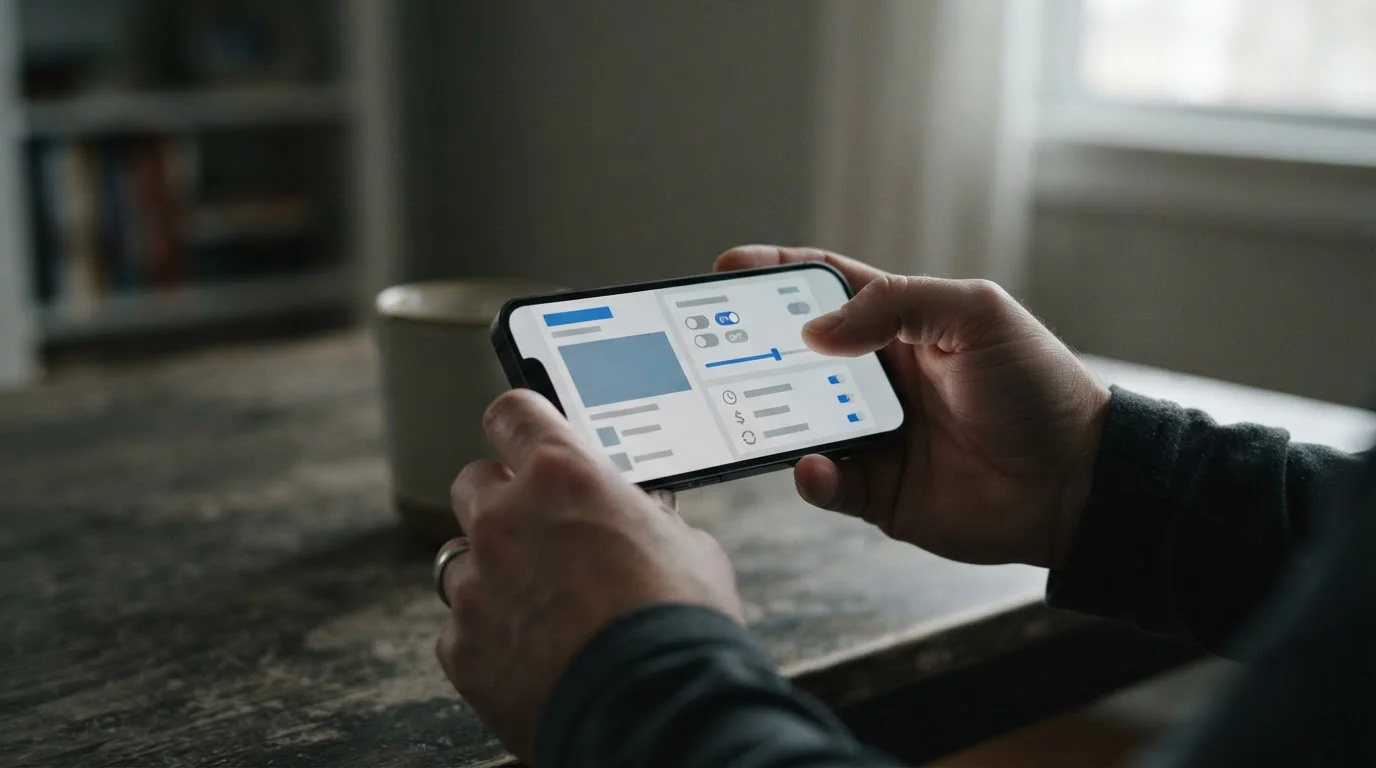 Person setzt ein Einzahlungslimit in einer neutralen App-Oberfläche