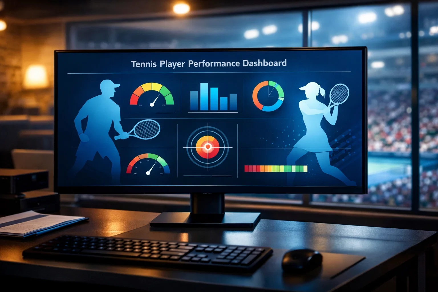 Bildschirm zeigt Spielerstatistiken bei Tennisturnier