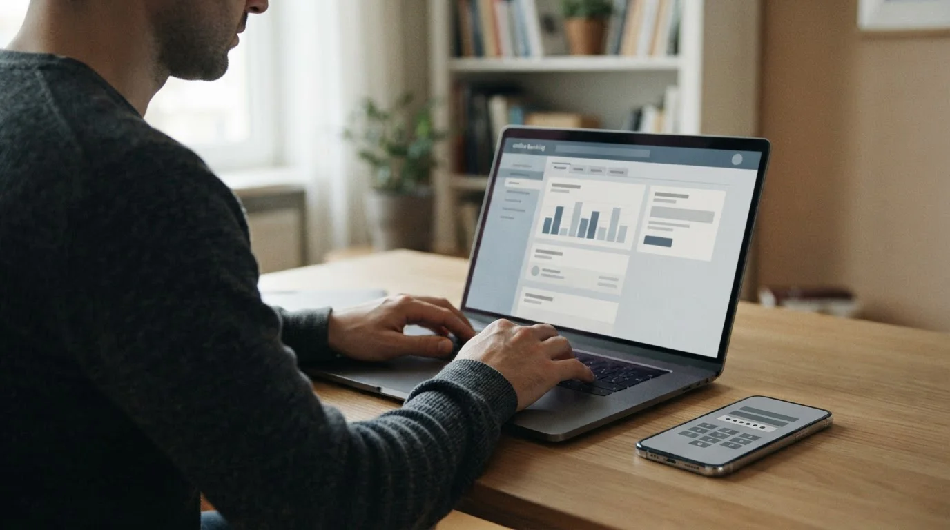 Nutzer bei der Online-Banking-Authentifizierung für Trustly-Zahlung