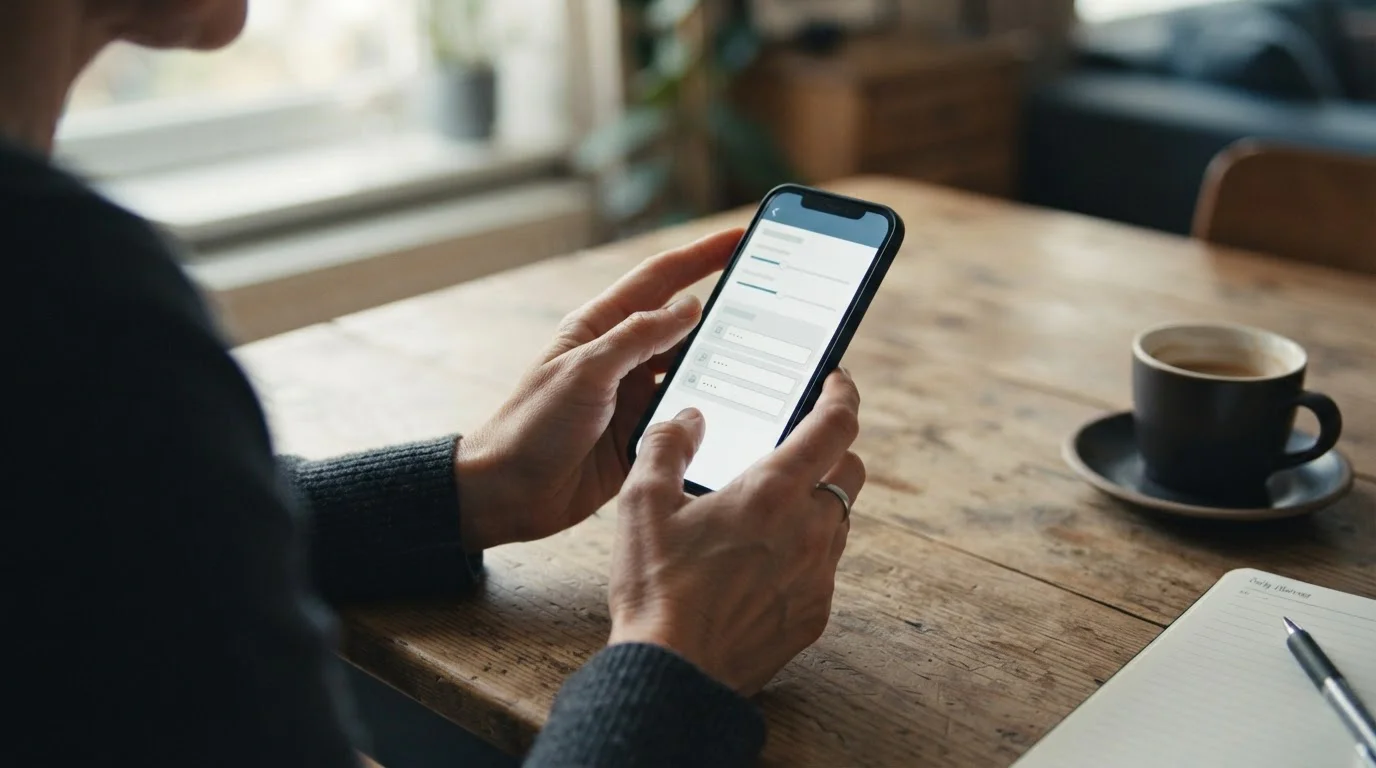 Person setzt Limits für verantwortungsvolles Wetten am Smartphone
